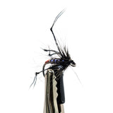 Close-up Black Hopper wet fly with black body and hackle