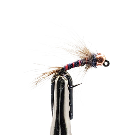 Fishing fly tungsten nymph on a white background