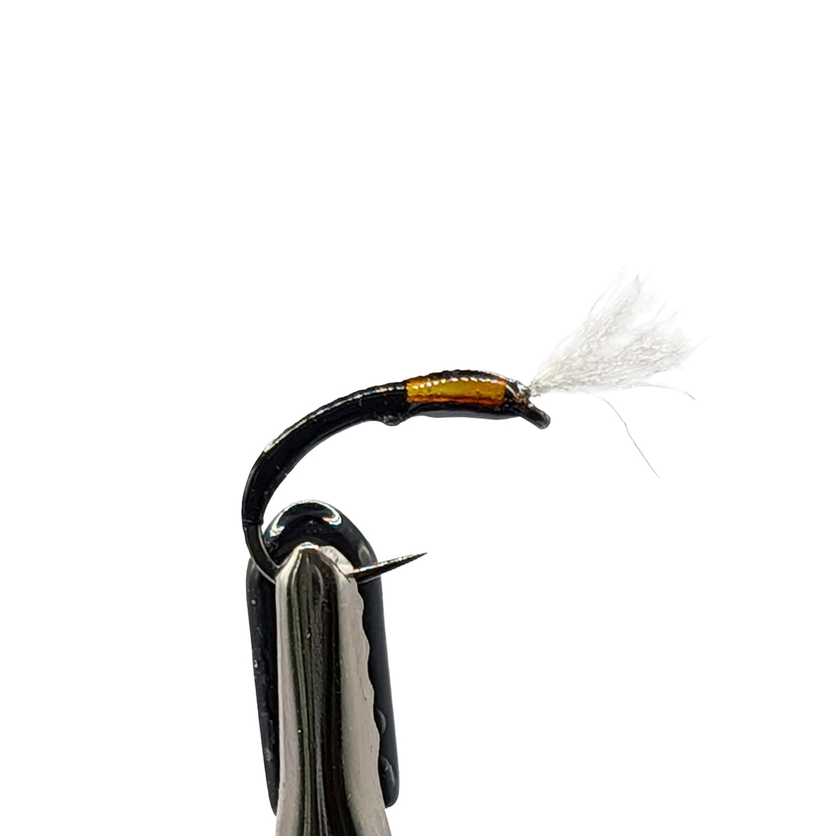 Close-up of a fishing buzzer with a white background