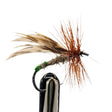 Grannom dry fly for trout fishing with dark body, green thorax and sedge-style wing