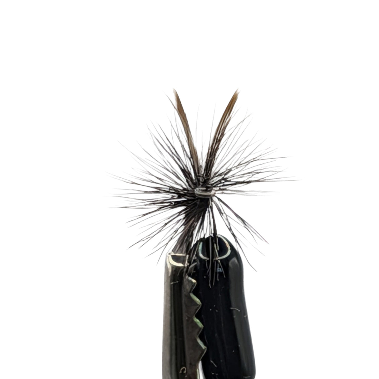 Iron Blue Dun dry fly for trout fishing with blue grey body, upright wings and fine hackle