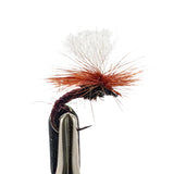 Klinkhammer dry fly claret for trout fishing with claret body, parachute hackle and white post