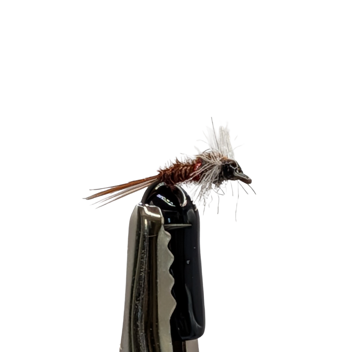 Muskin Hot Spot Pheasant Tail nymph trout fly with natural tail fibres and bright hotspot angled version