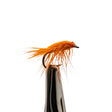 Orange shrimp nymph fly for trout fishing with segmented orange body, shell back and realistic shrimp profile