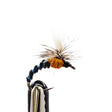 Fly fishing fly on a hook against a white background