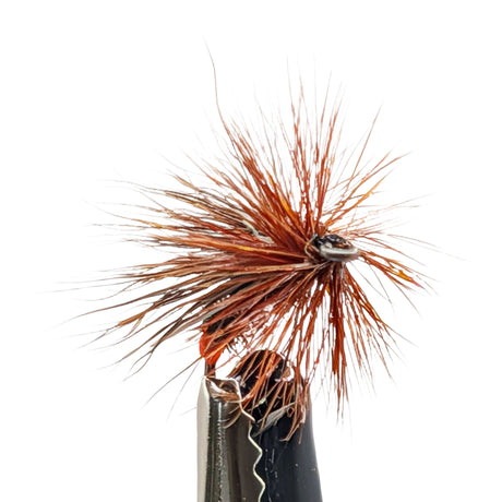 close up of Richard Walker Sedge dry fly with deer hair wing