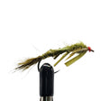 Fishing fly nymph with a black hook on a white background